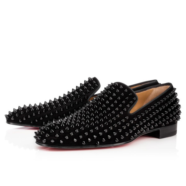 Ch**an louboutin loafers - veau velours and spikes - black - men