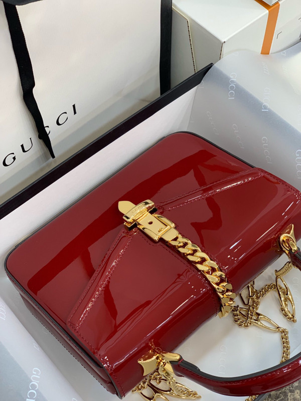 G*u*i sylvie 1969 patent leather mini top handle bag
