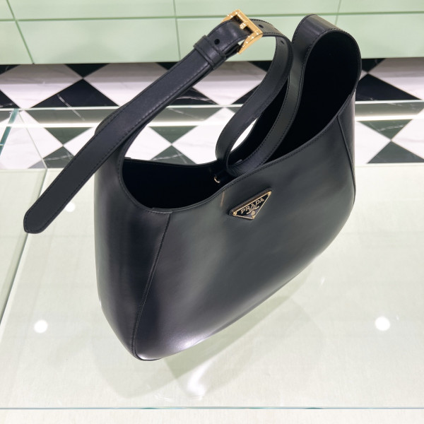 Pra*a large leather shoulder bag with topstitching