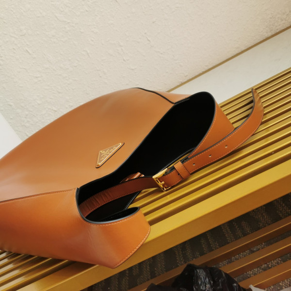 Pra*a large leather shoulder bag with topstitching