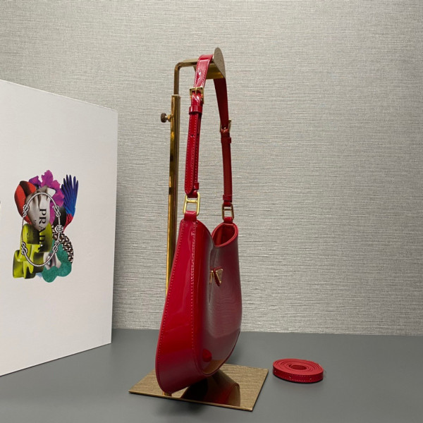 Pra*a cleo satin bag with appliqués-22x18.5x4.5cm