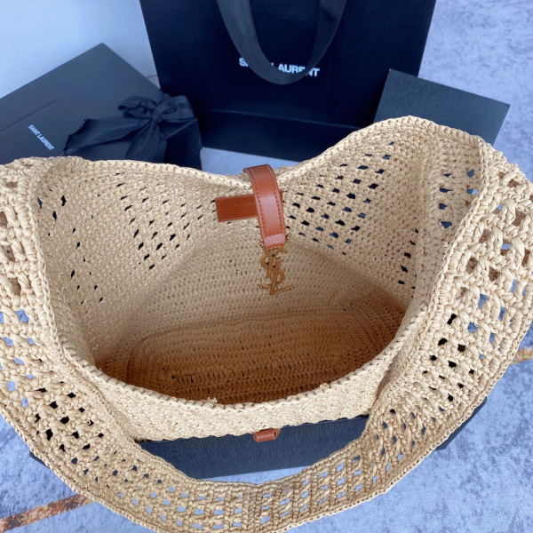 y*l le 5 à 7 S*pple in raffia crochet and smooth leather